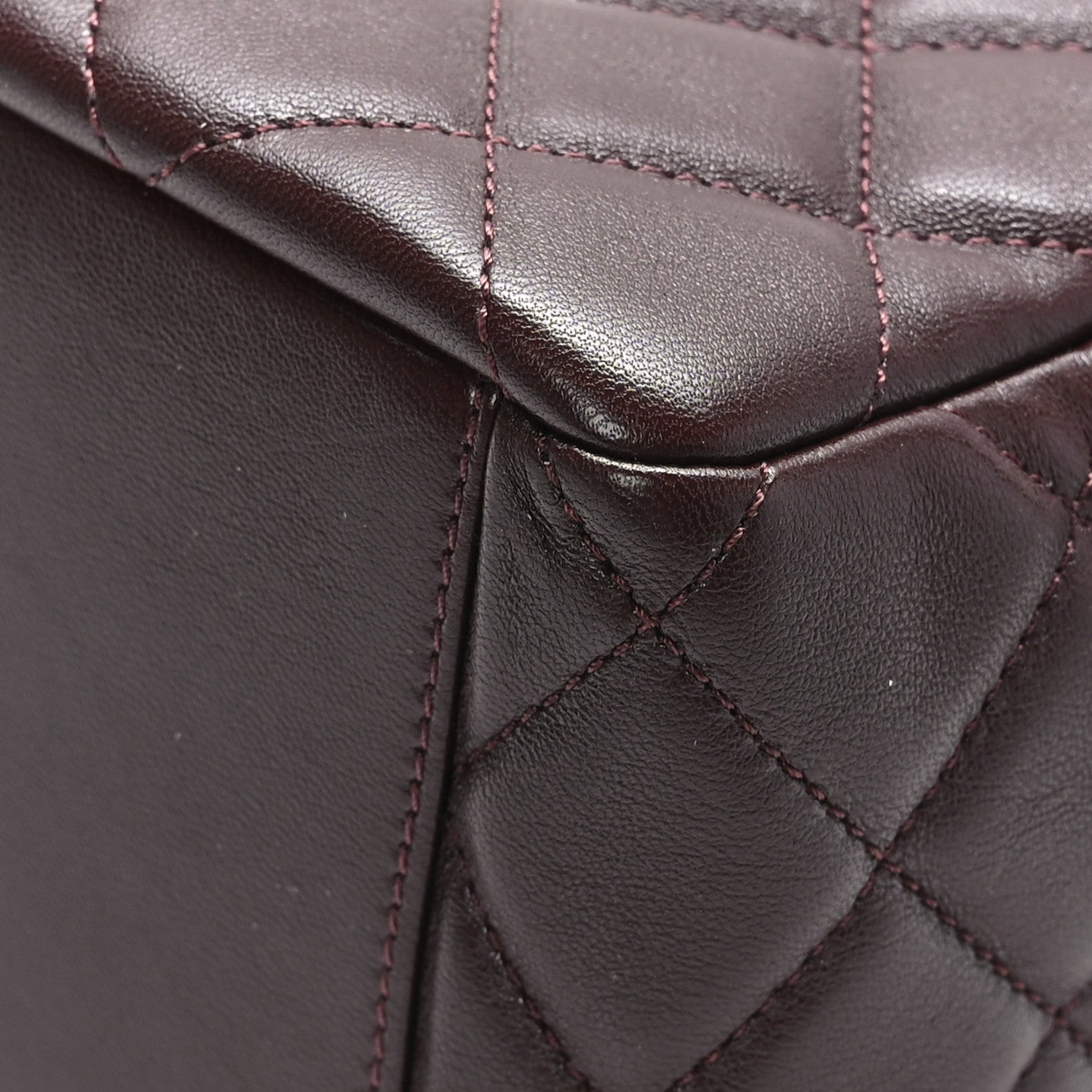 Chanel Lambskin Quilted Mini Wenge Wood Bowling Bag Burgundy 9 of 11