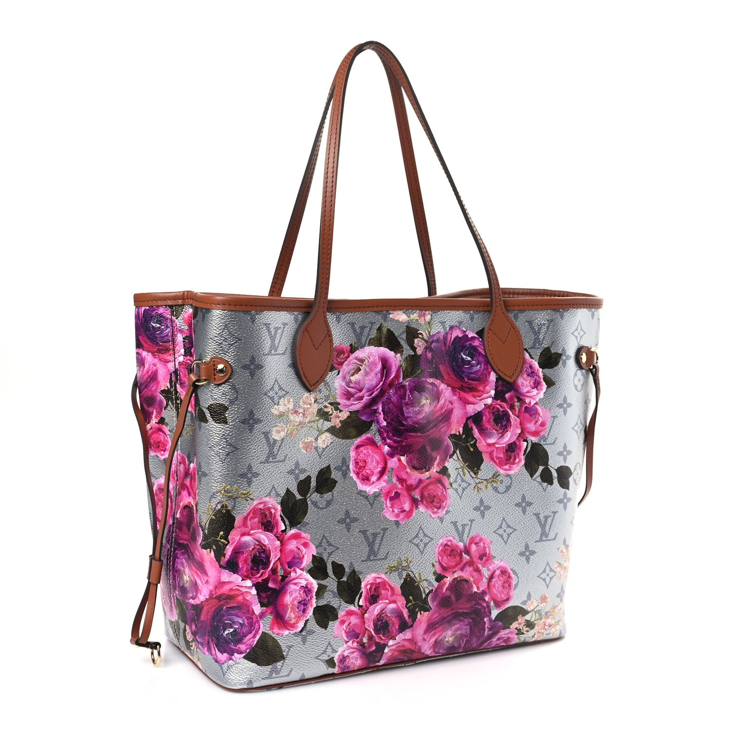 Metallic Monogram LV Garden Neverfull MM Silver