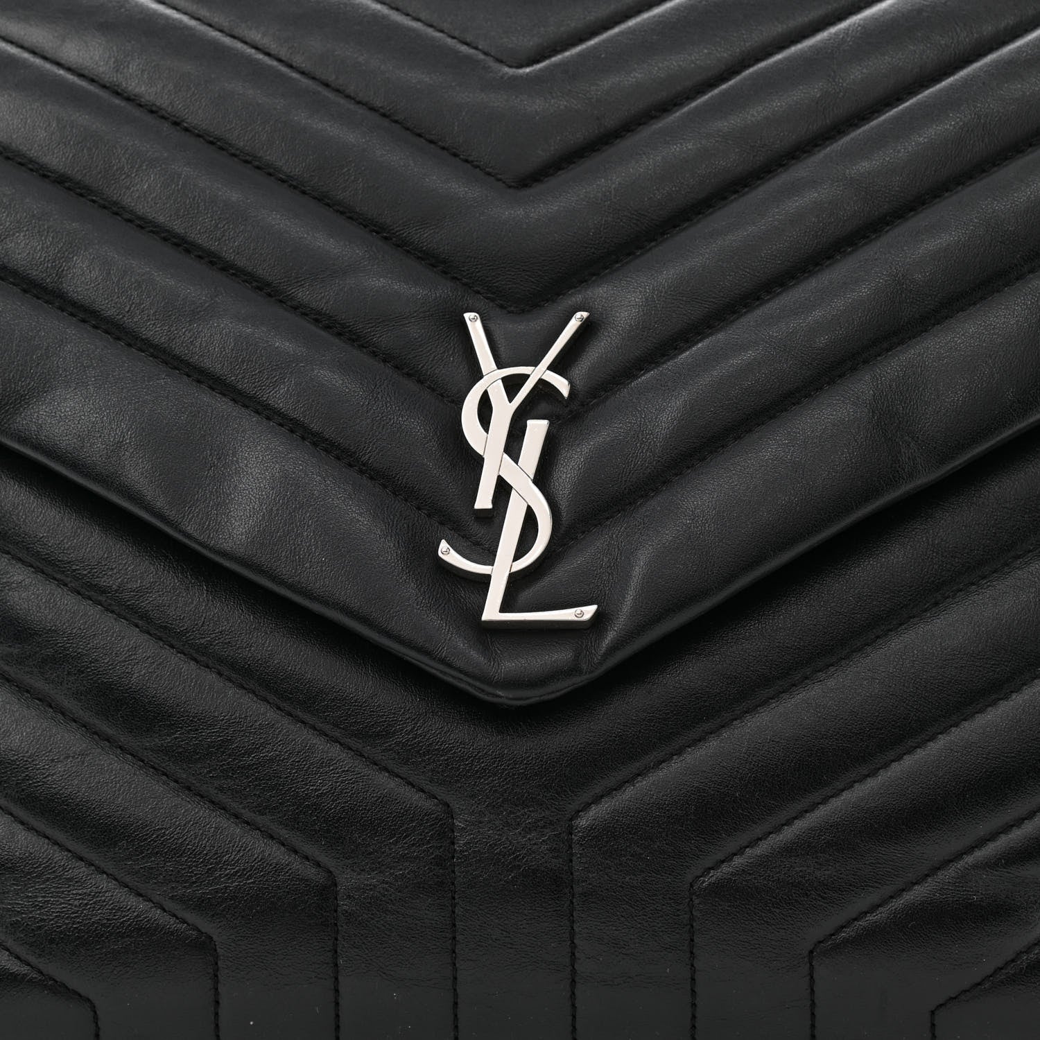 Saint Laurent Calfskin Y Quilted Monogram Large Loulou Chain Satchel Black 8 of 10