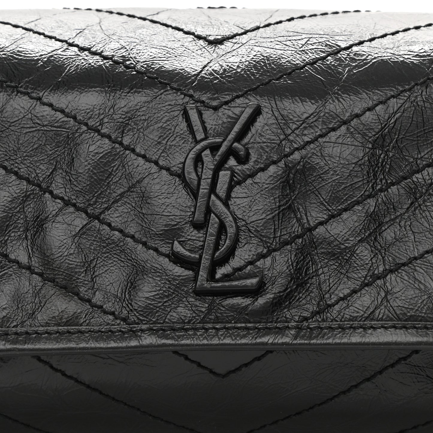 Crinkled Calfskin Matelasse Monogram Niki Body Bag Black