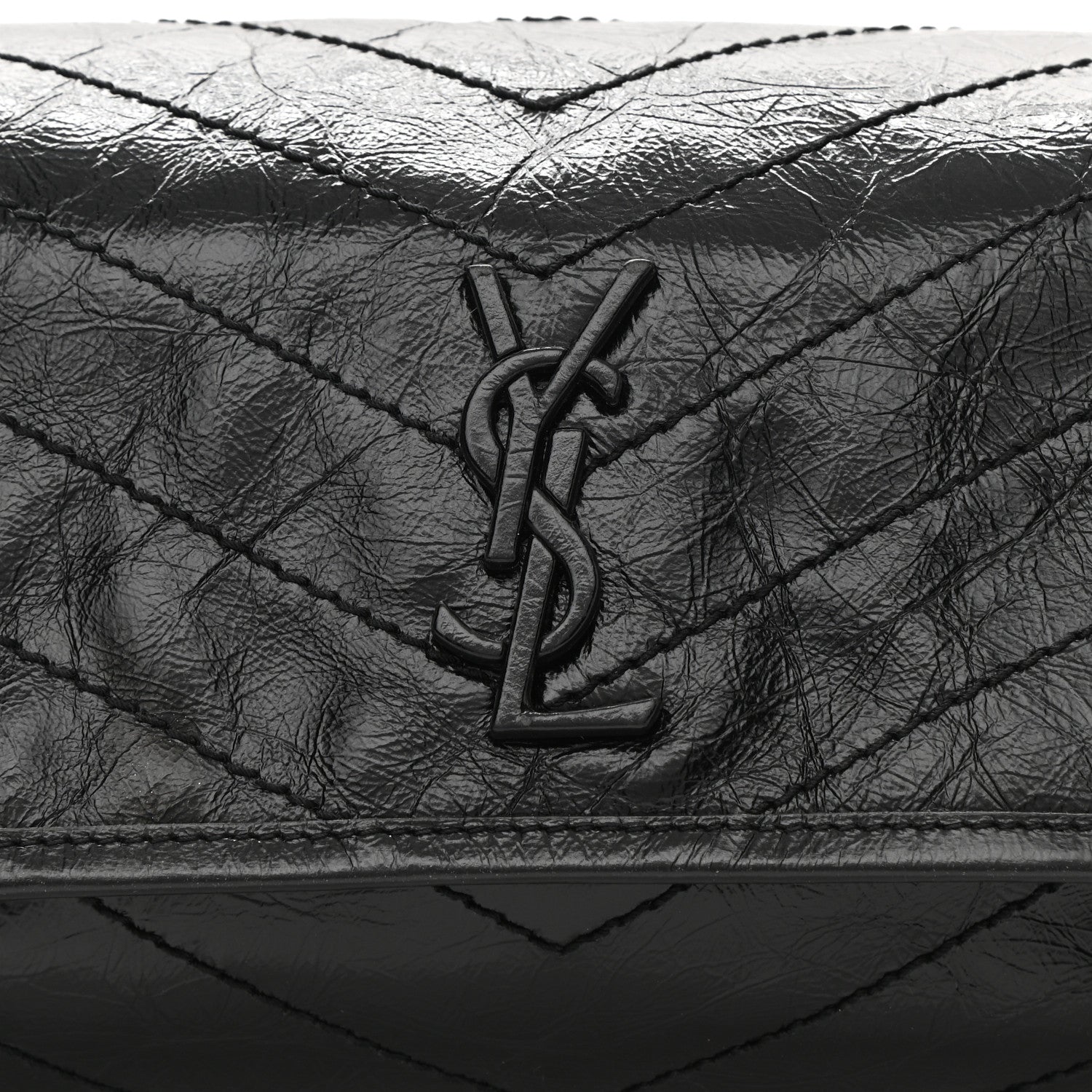 Saint Laurent Crinkled Calfskin Matelasse Monogram Niki Body Bag Black 8 of 11