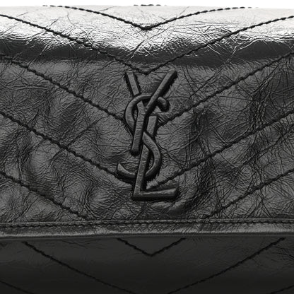 Saint Laurent Crinkled Calfskin Matelasse Monogram Niki Body Bag Black 8 of 11