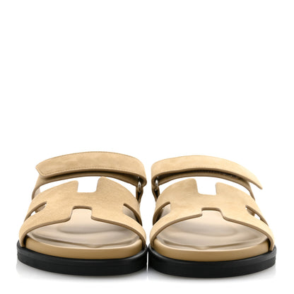 Hermes Suede Goatskin Womens Chypre Sandals 38 Beige Sable 3 of 10