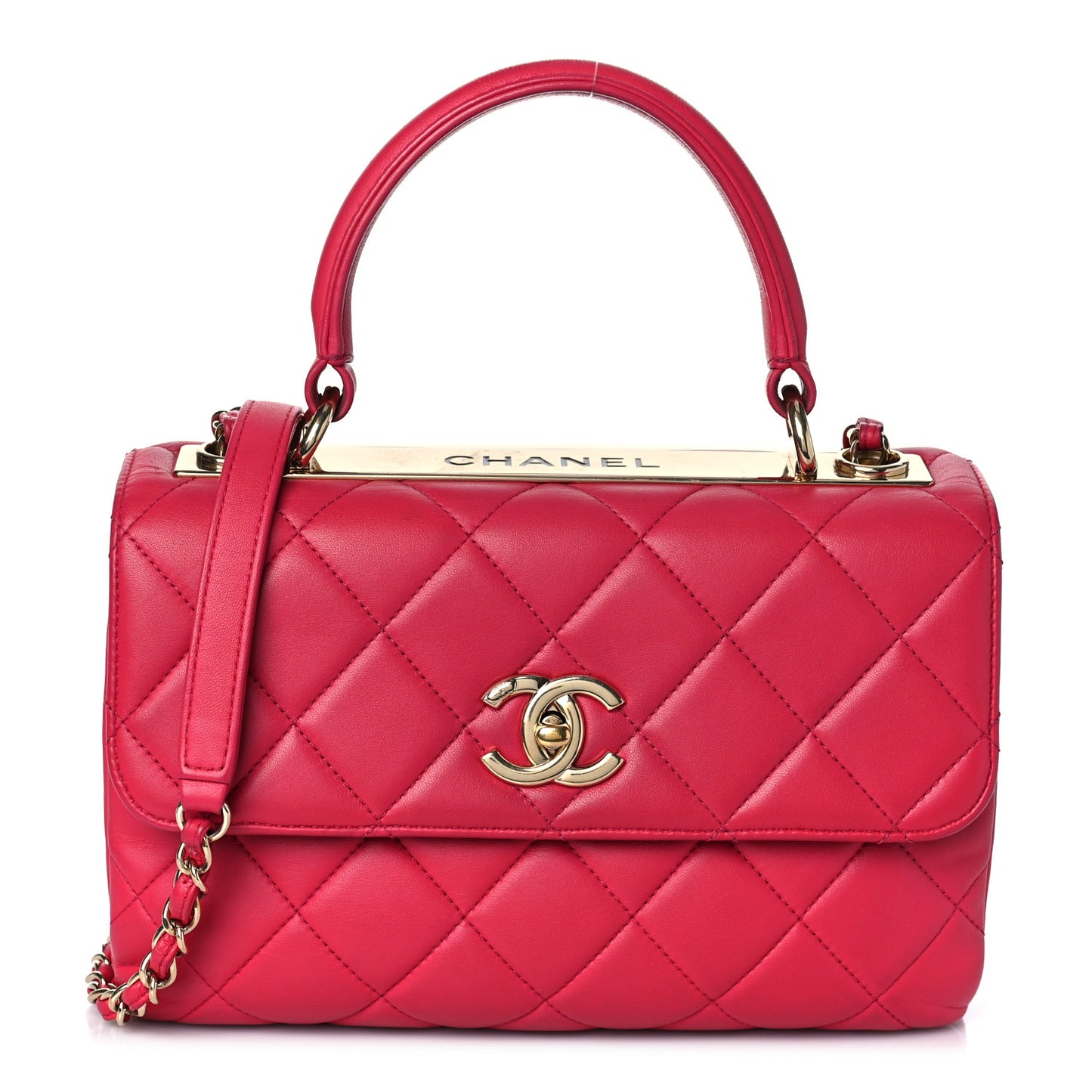 Lambskin Quilted Small Trendy CC Flap Dual Handle Bag Pink