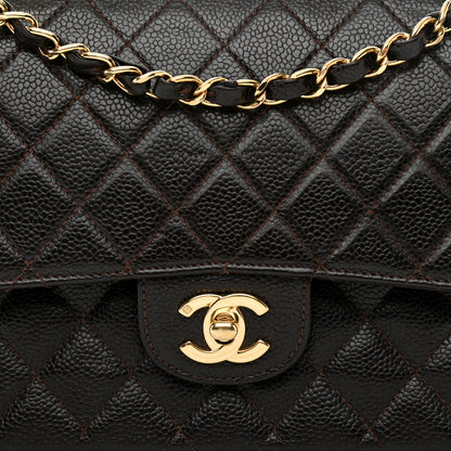 Chanel Caviar Quilted Medium Double Flap Brown 8 of 10