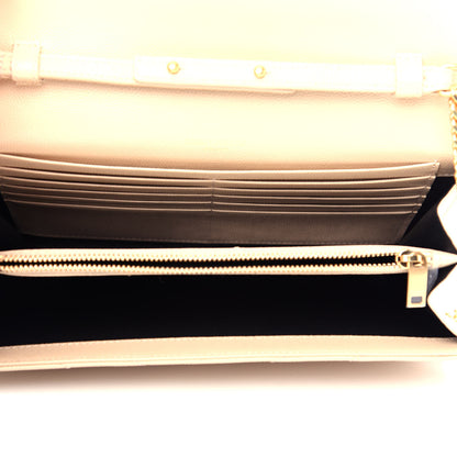 Saint Laurent Grain De Poudre Matelasse Chevron Monogram Chain Wallet Nude Powder 5 of 10