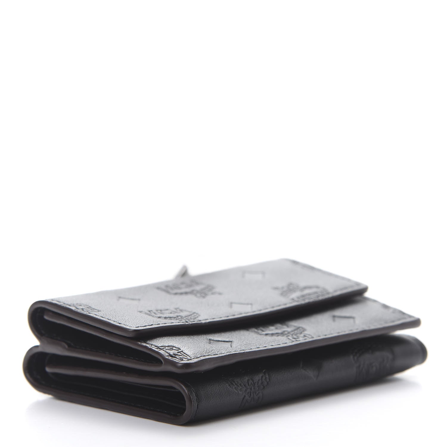 MCM Calfskin Ottomar Monogram Tri-Fold Wallet Black 4 of 8