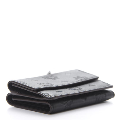 MCM Calfskin Ottomar Monogram Tri-Fold Wallet Black 4 of 8