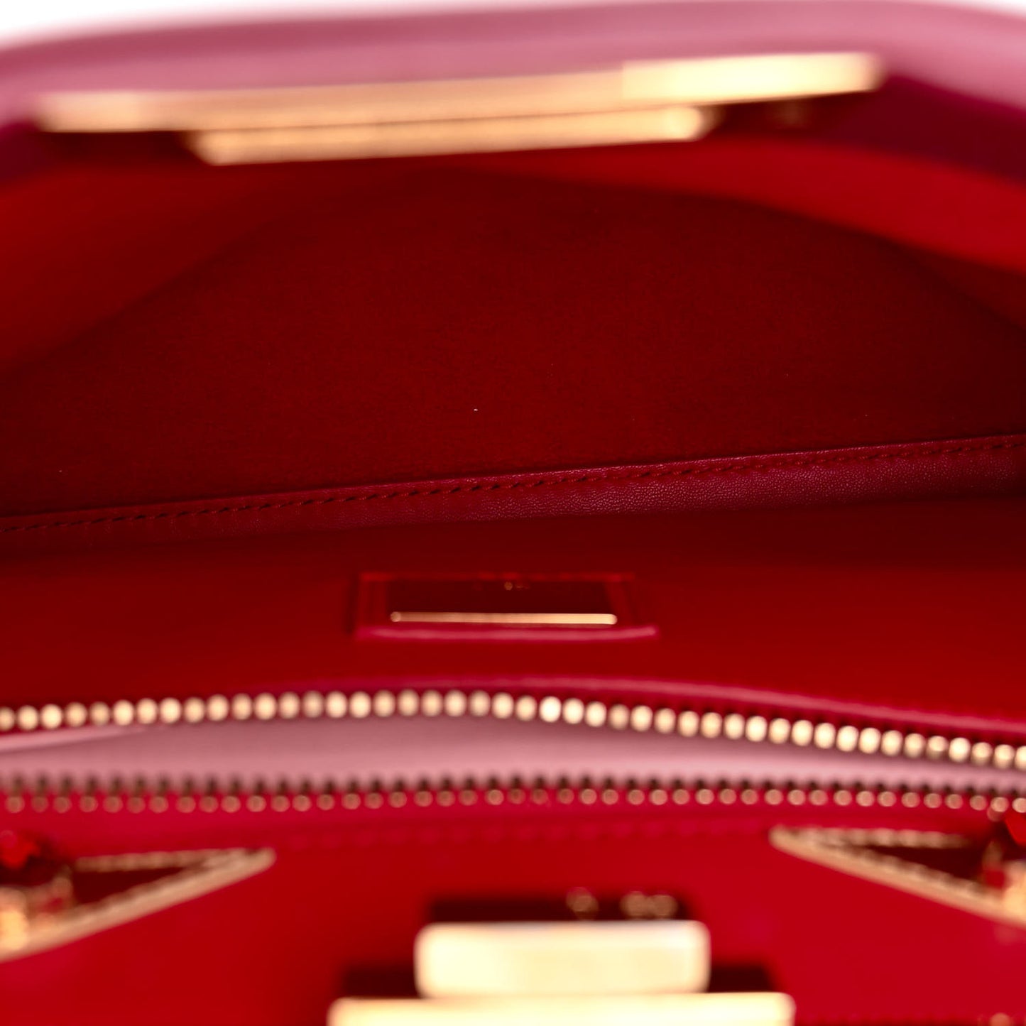 Vitello Seta Shiny Nappa Vitello Mirror Crystal Monster Eyes Medium Peekaboo Iconic Satchel Amarena Fiamma