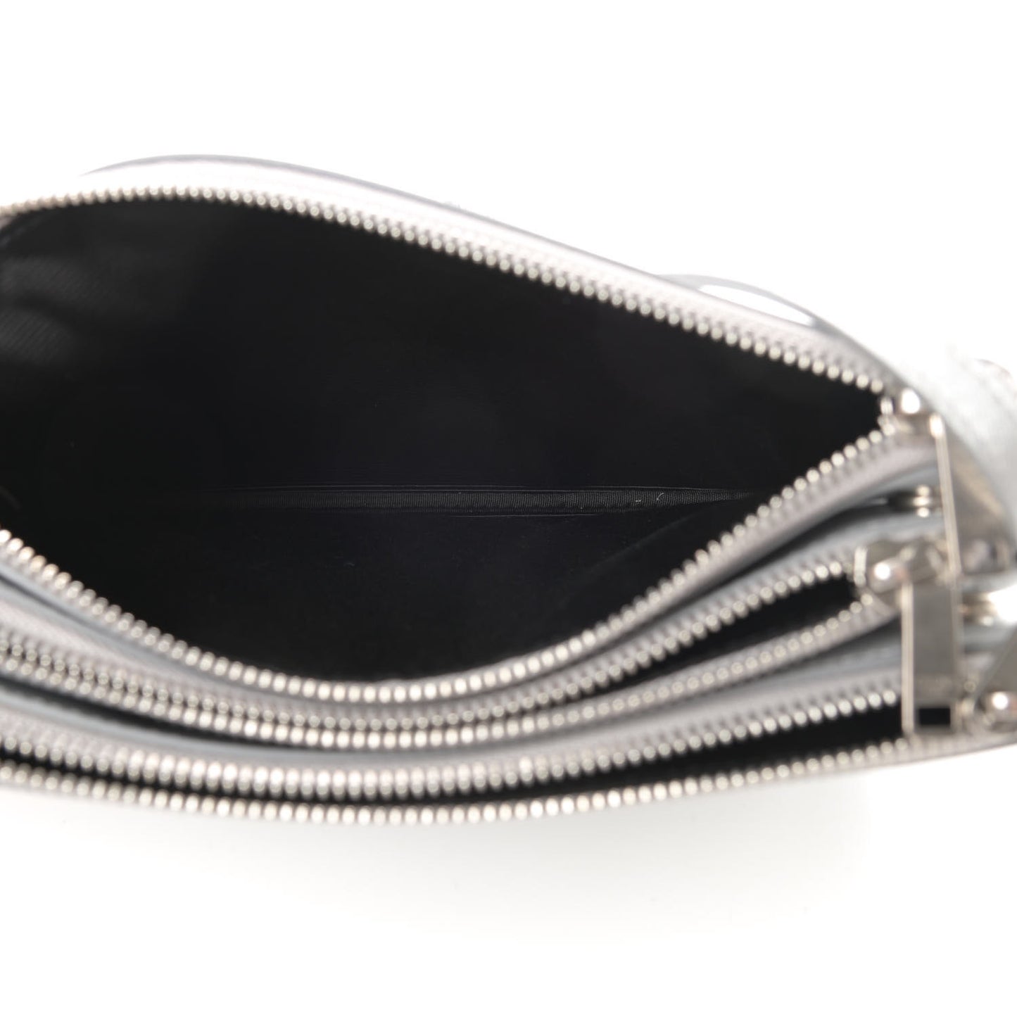 Metallic Lambskin Small Trio Crossbody Bag Silver