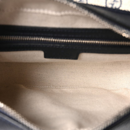 Gucci GG Supreme Monogram Textured Dollar Calfskin Web Studded Mini Ophidia Flap Shoulder Bag Beige Blue 4 of 9