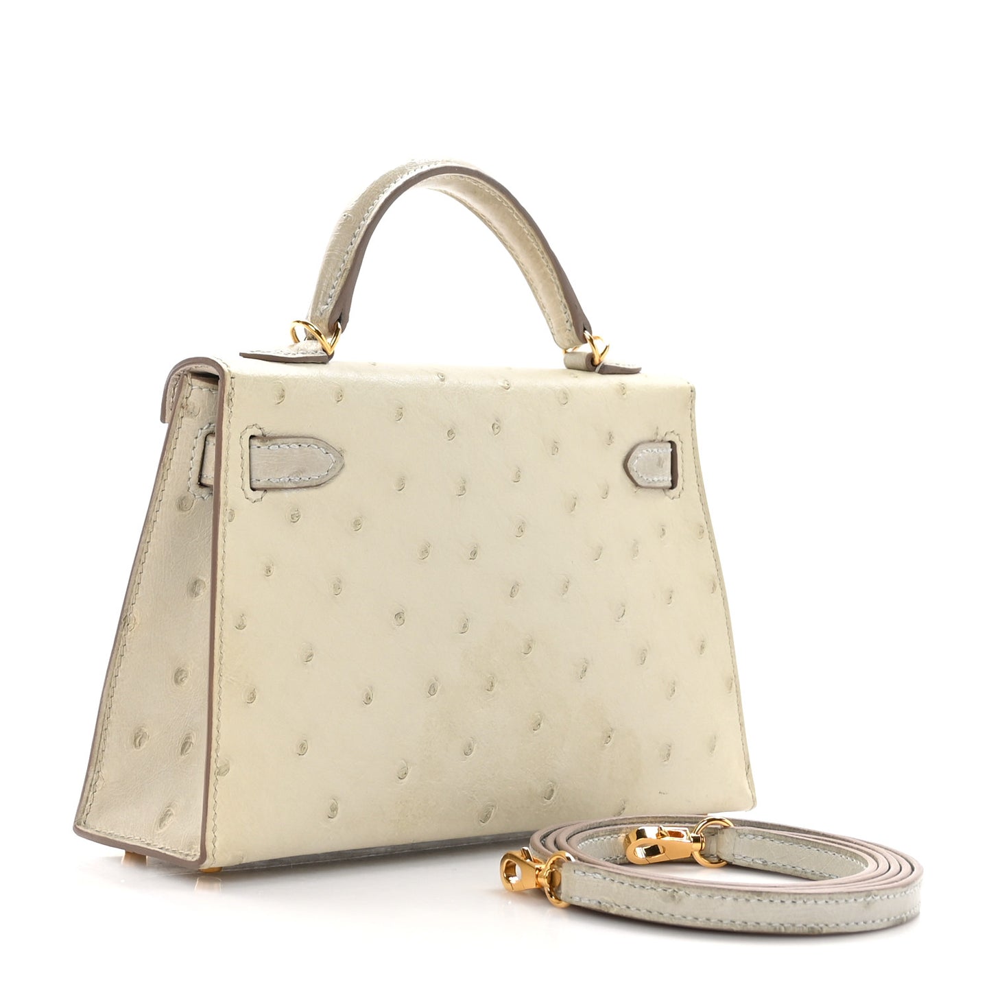 Ostrich Horseshoe Kelly Sellier Mini 20 Parchemin