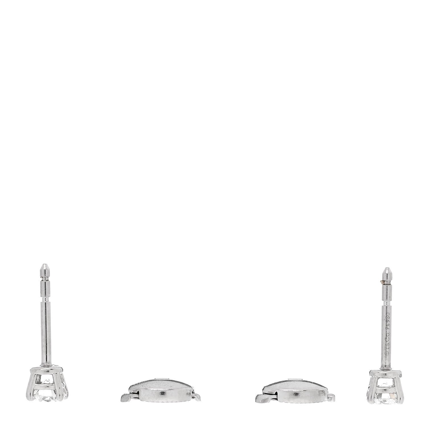 Tiffany Platinum Diamond .50ctw Solitaire Earrings 3 of 4