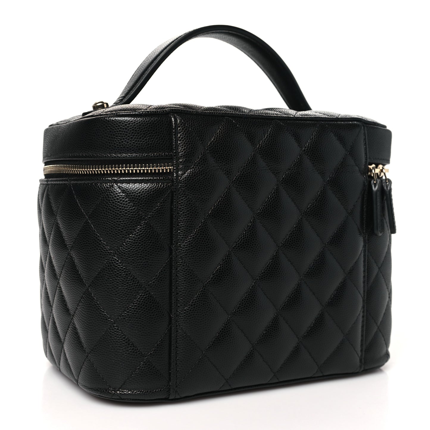 Caviar Quilted Large Vanity Pouch Black