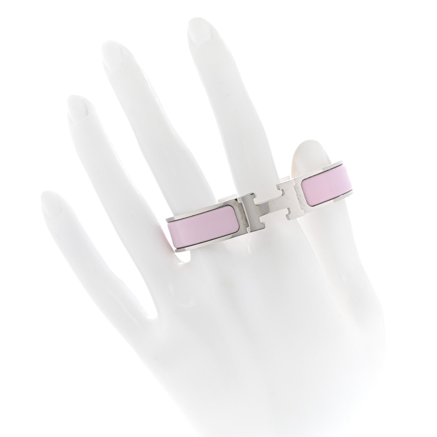 Hermes Enamel Narrow Clic Clac H Bracelet PM Rose Dragee 2 of 5