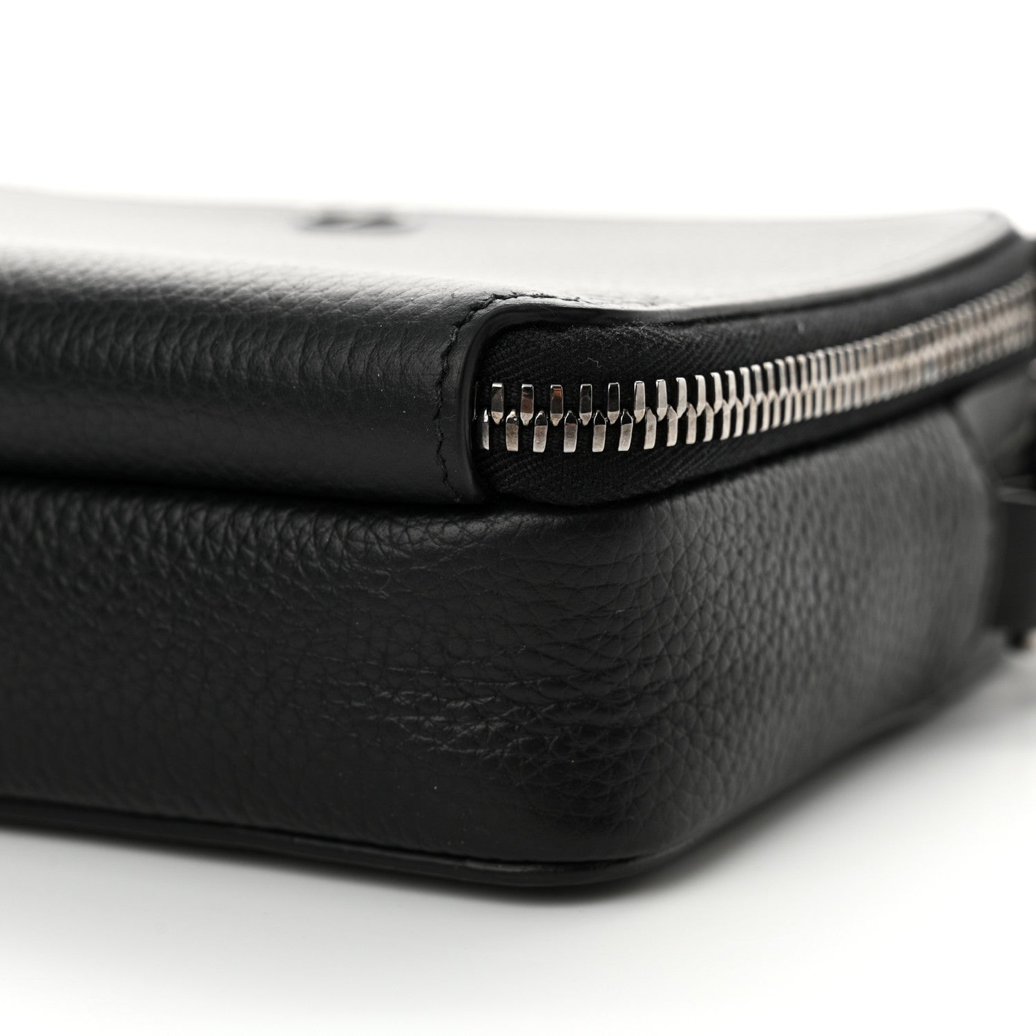 Christian Dior Grained Calfskin CD Icon Zipped Pouch With Strap Black 11 of 12