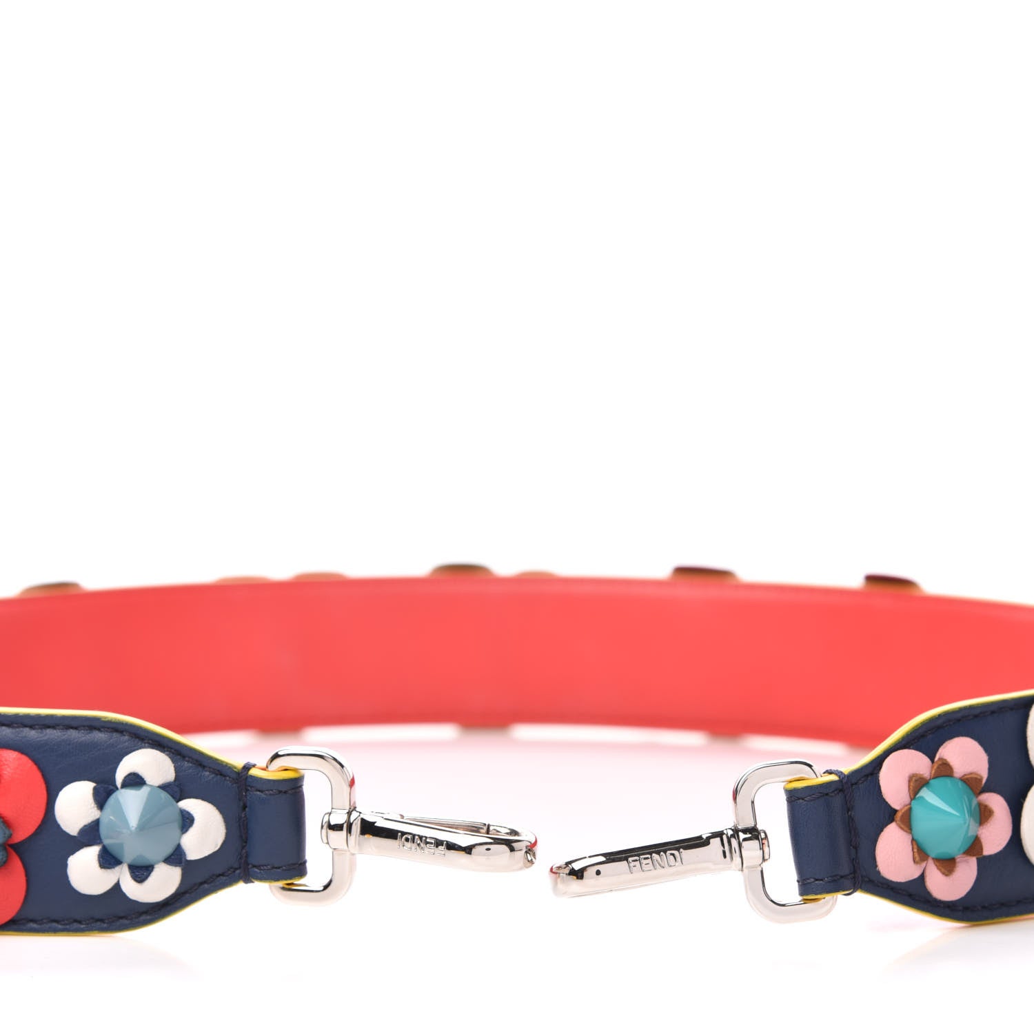 Fendi Vitello Dolce Flowerland Studded Strap You Blue Corallo Multicolor 4 of 5