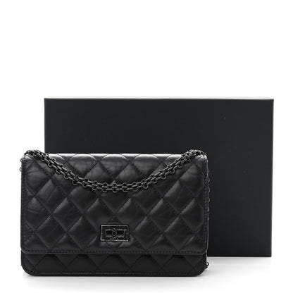 Chanel Aged Calfskin Quilted Reissue Wallet On Chain WOC So Black 13 of 13