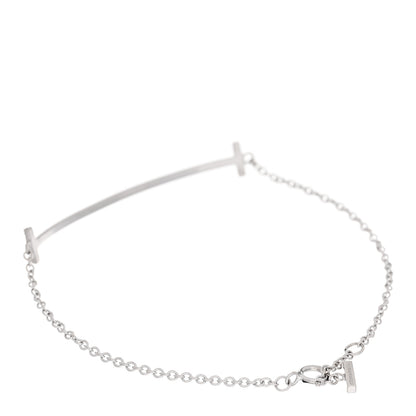 Tiffany 18K White Gold Diamond T Smile Bracelet 2 of 5