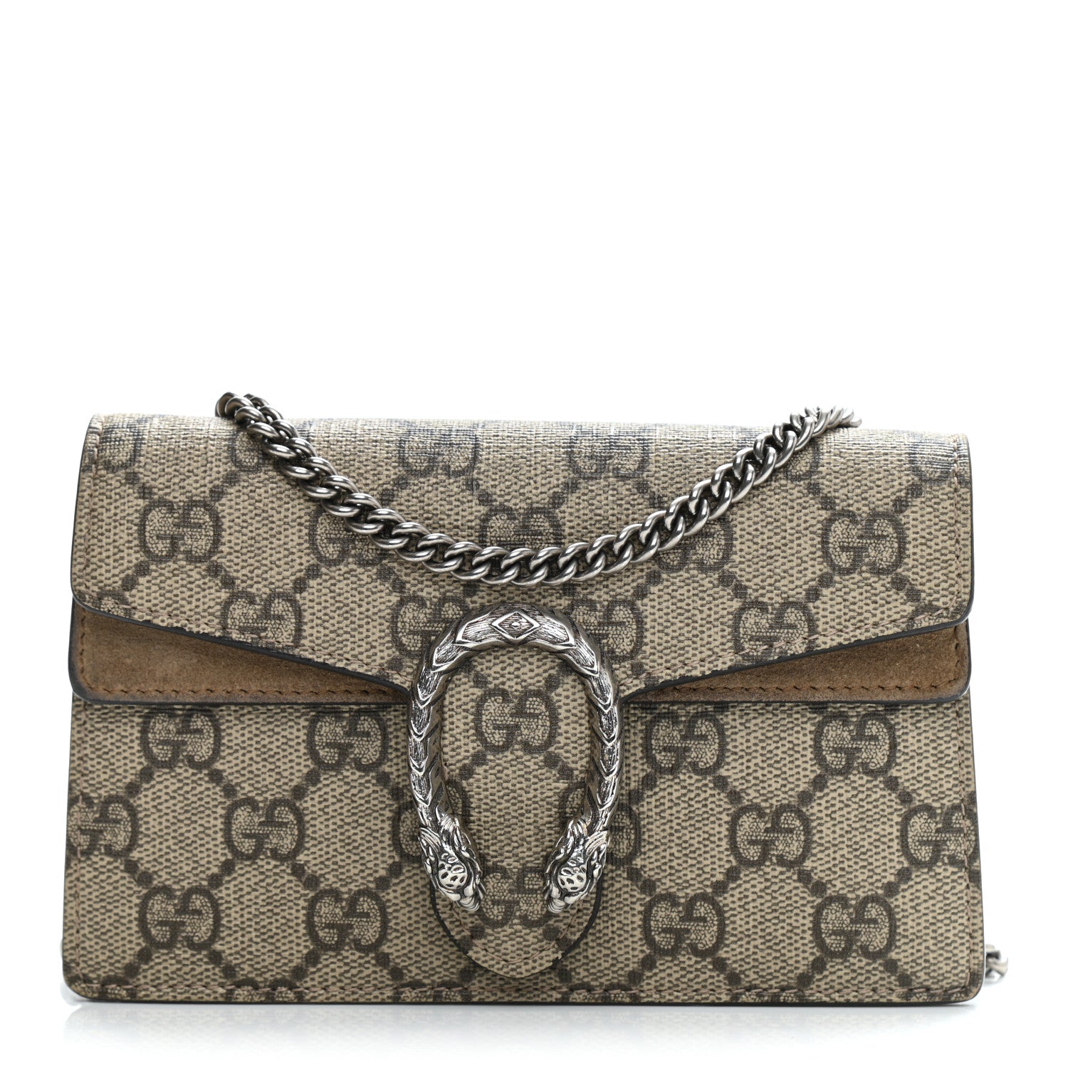 Gucci GG Supreme Monogram Super Mini Dionysus Shoulder Bag Taupe 1 of 9