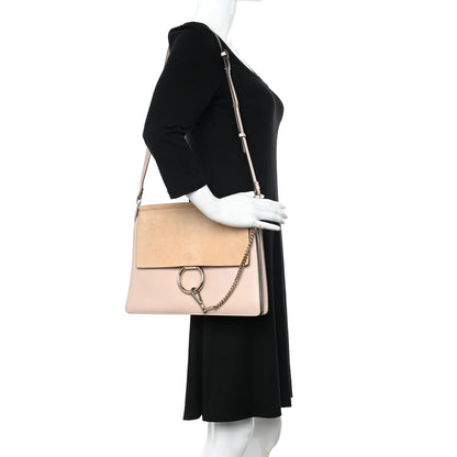 Chloe Calfskin Suede Medium Faye Shoulder Bag Cement Pink 3 of 10