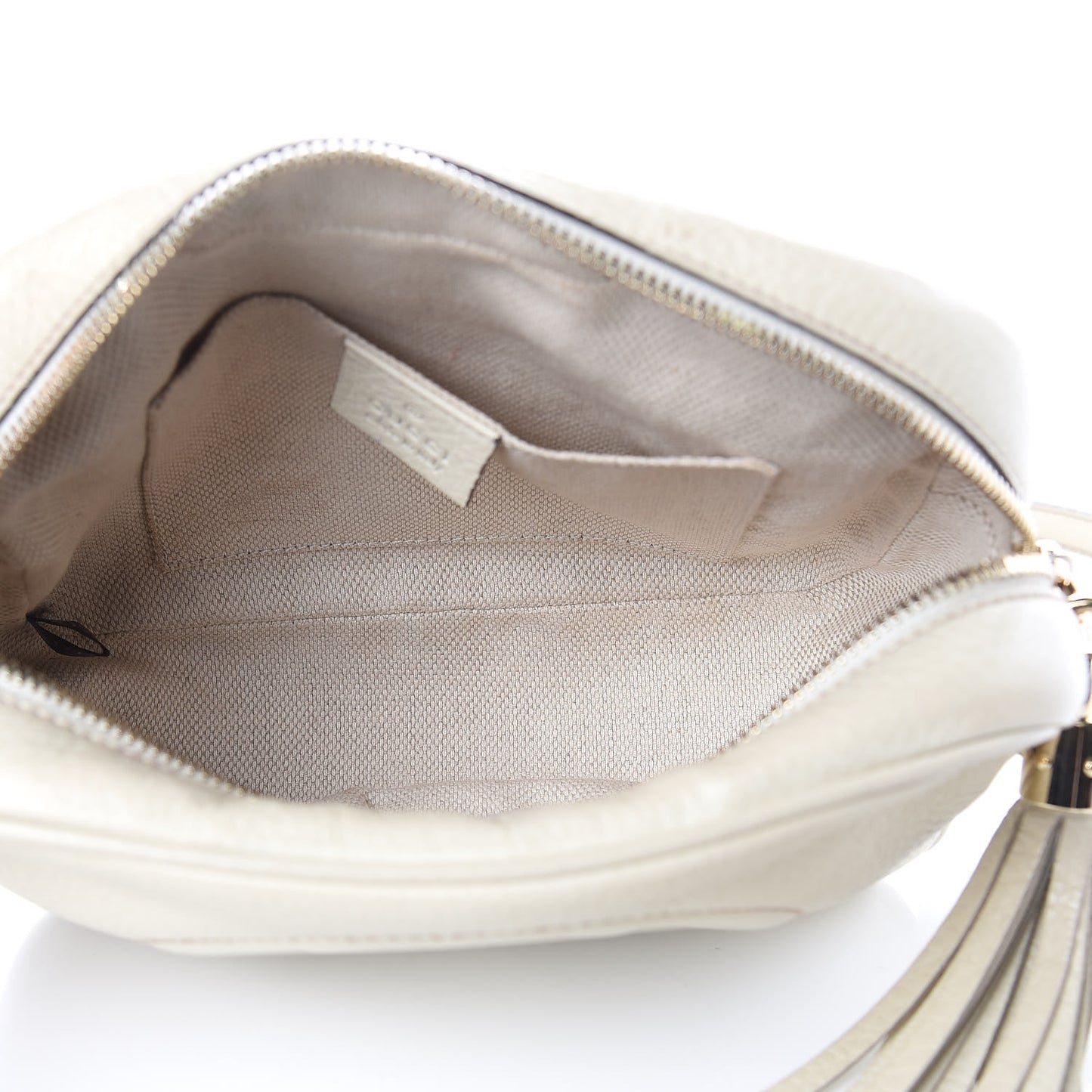 Pebbled Calfskin Small Soho Disco Bag Off White