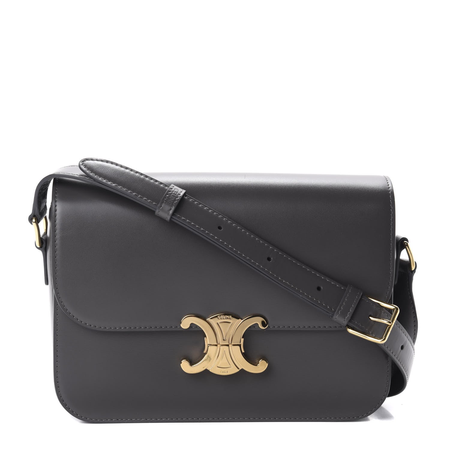 Celine Shiny Calfskin Medium Triomphe Grey 1 of 12