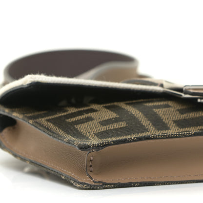 Fendi Fabric Jacquard Canvas Vitello Grace Pequin FF 1974 Baguette Belt Pouch Tobacco Moro Grezzo Sand 5 of 12