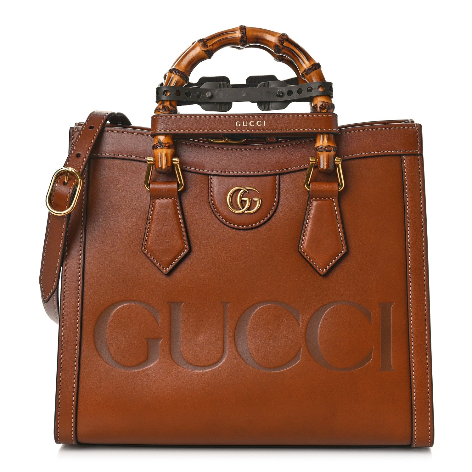 Gucci Charisma Calfskin Gucci Embossed Small Diana Tote Bag Peanut Brown 1 of 10