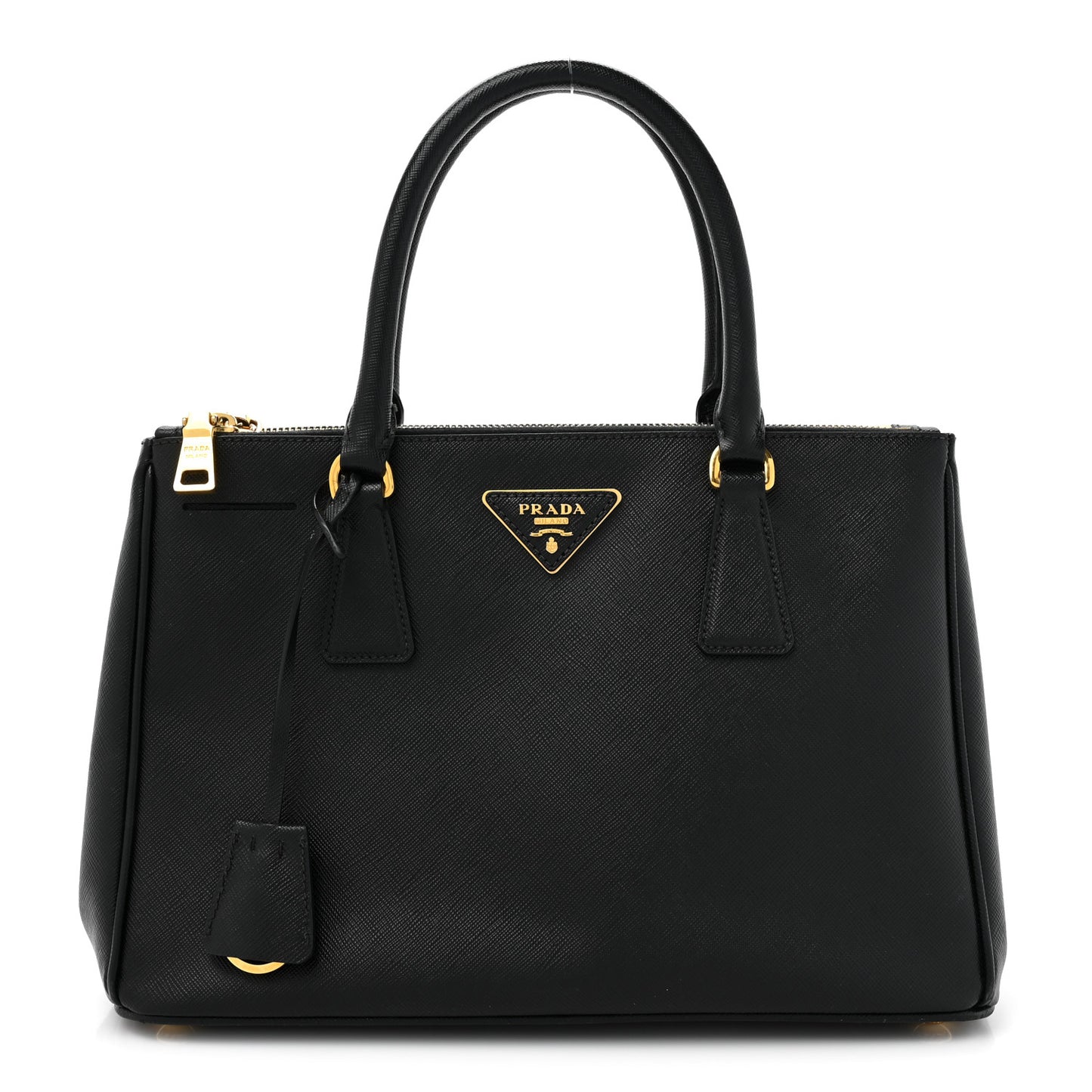 Saffiano Small Galleria Double Zip Tote Black