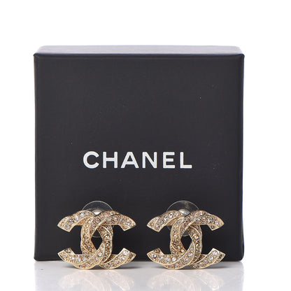 Chanel Crystal Twisted CC Earrings Light Gold Pale Pink 7 of 7