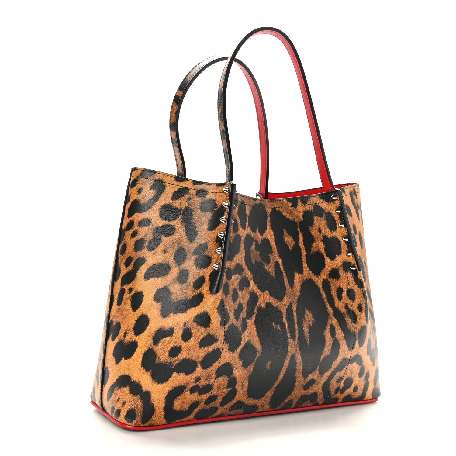 Christian Louboutin Calfskin Empire Leopard Print Spiked Cabarock Shopper Tote Spicy 3 of 8
