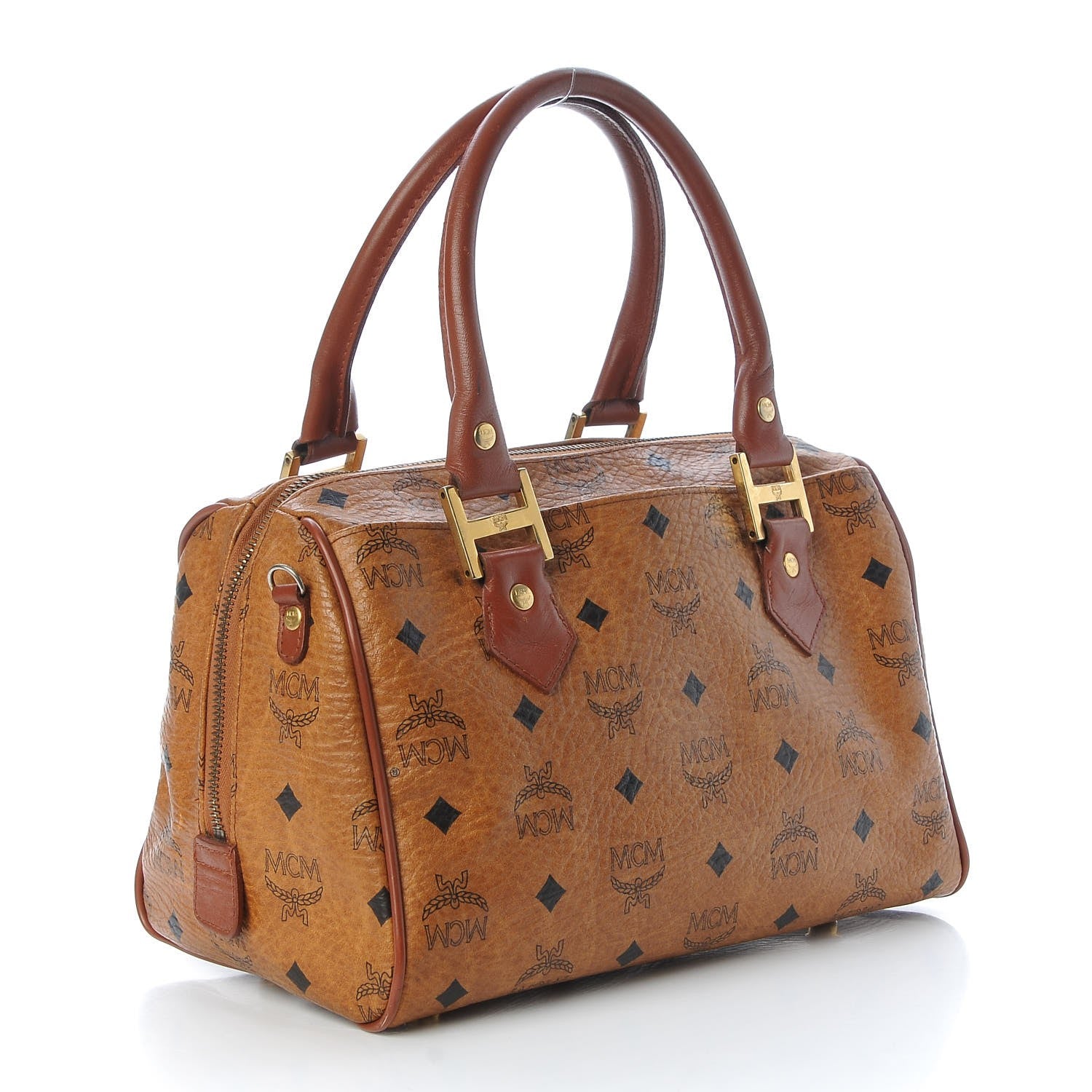 MCM Visetos Boston Bag Cognac 3 of 17