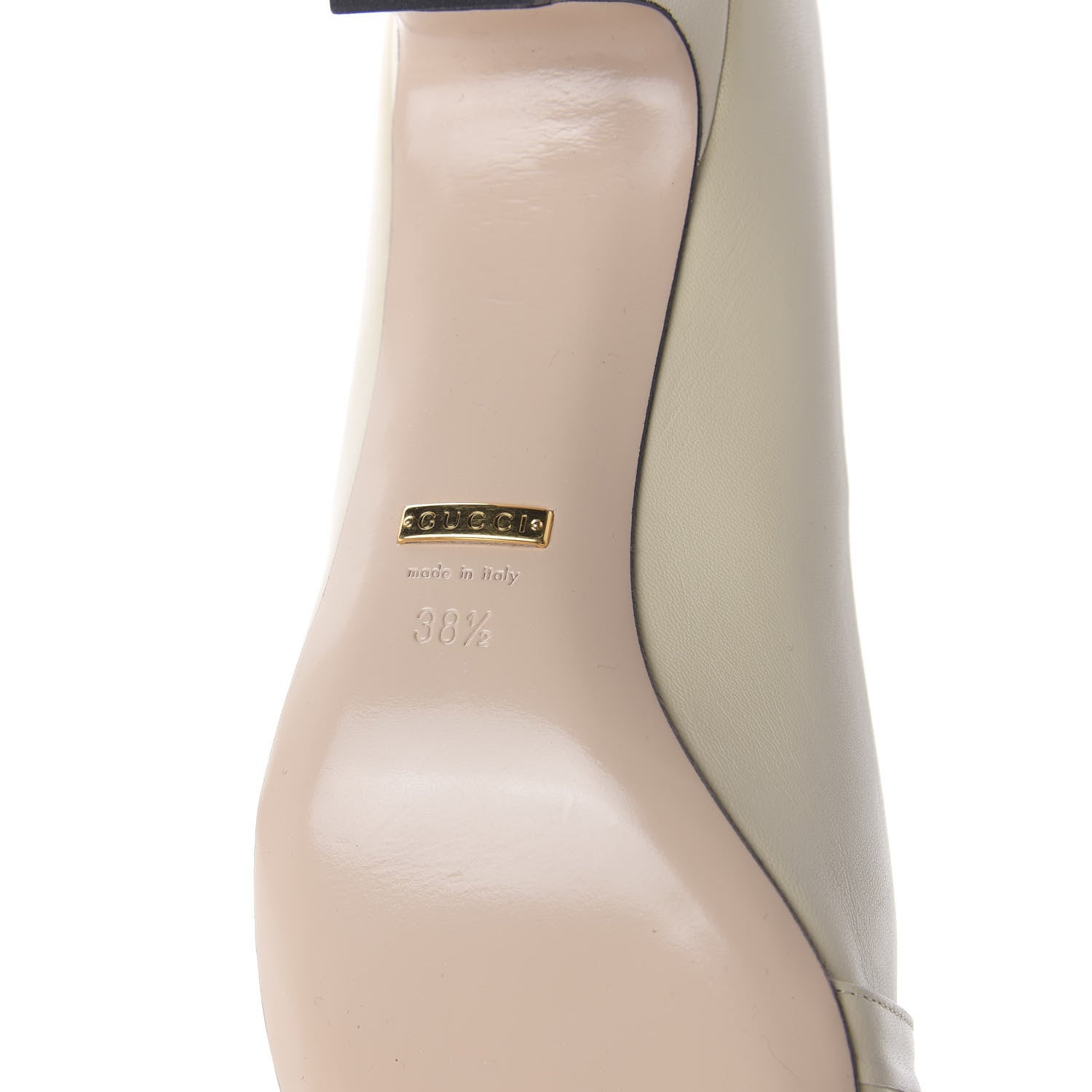 Gucci Malaga Kid Half Moon GG Square Toe Pumps 38.5 Vintage White 6 of 10