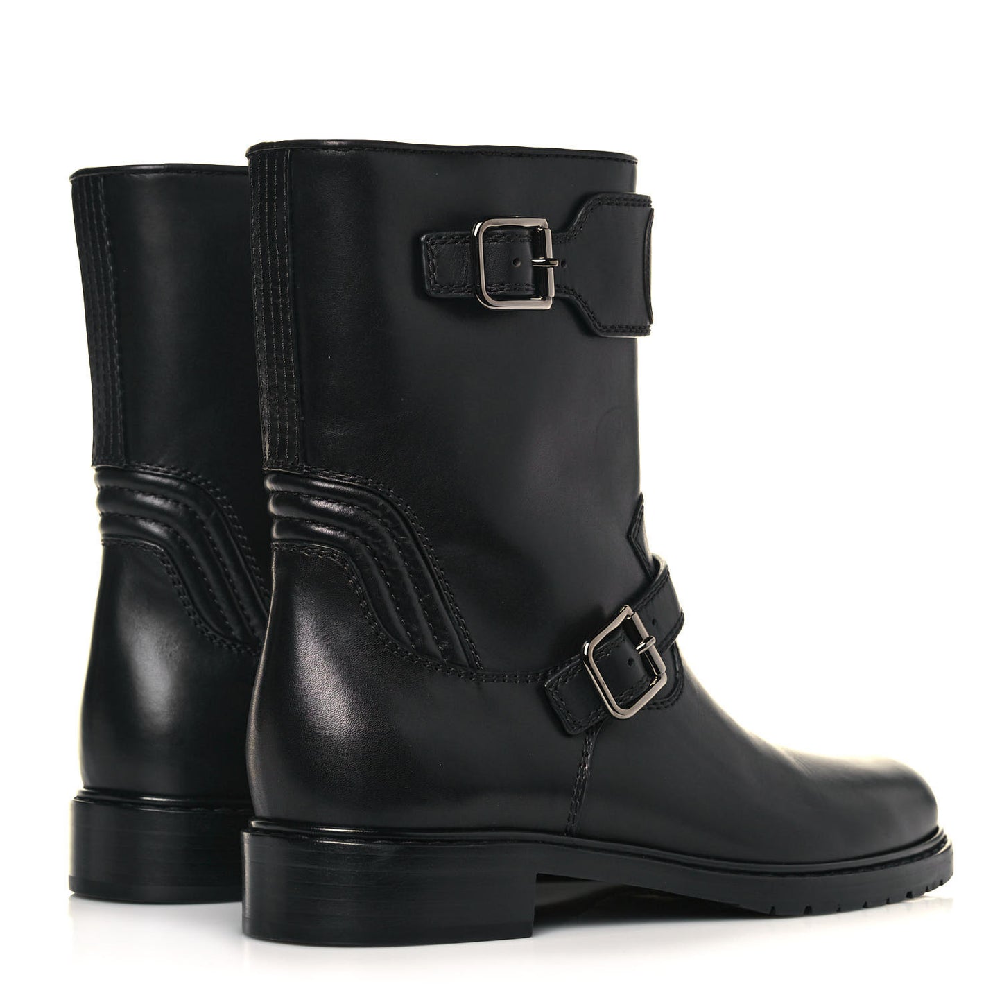 Calfskin Vlogo Biker Boots 40 Black
