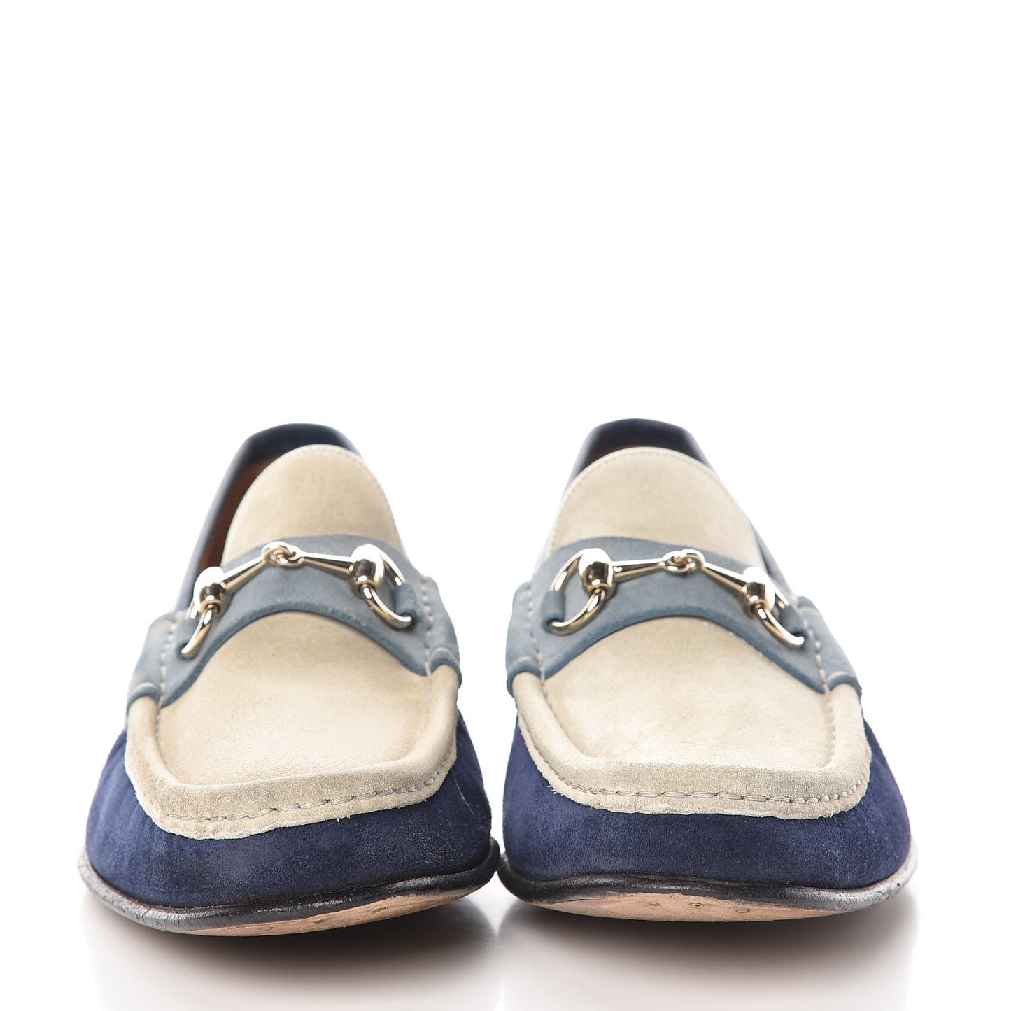 Suede Mens Horsebit Loafers 8.5 Blue Beige