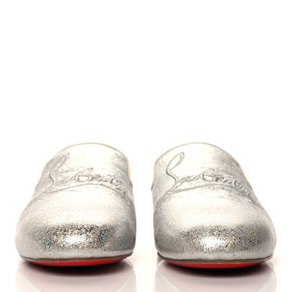 Christian Louboutin Iridescent Glitter Mens Coolito Loafer Mules 37.5 Silver 2 of 8