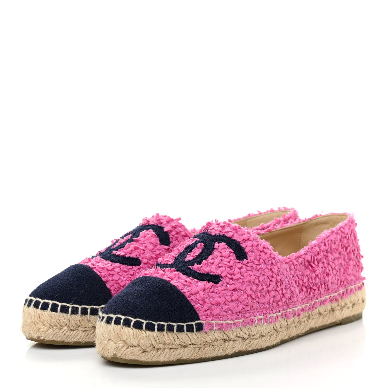 Chanel Tweed CC Espadrilles 39 Dark Pink Navy 3 of 9