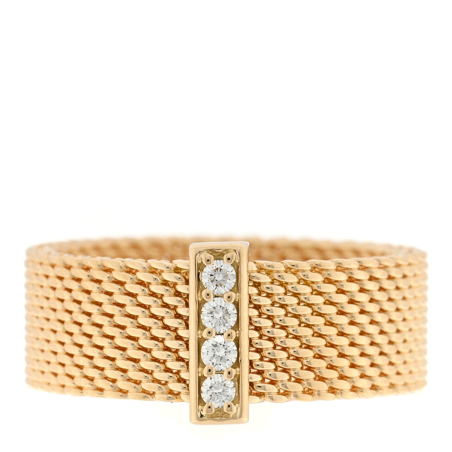 Tiffany 18K Yellow Gold Diamond Somerset Ring 50 5.25 1 of 4