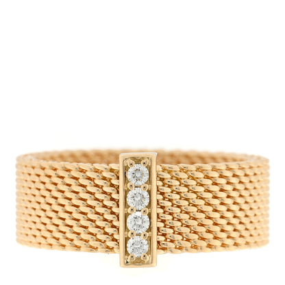 Tiffany 18K Yellow Gold Diamond Somerset Ring 50 5.25 1 of 4