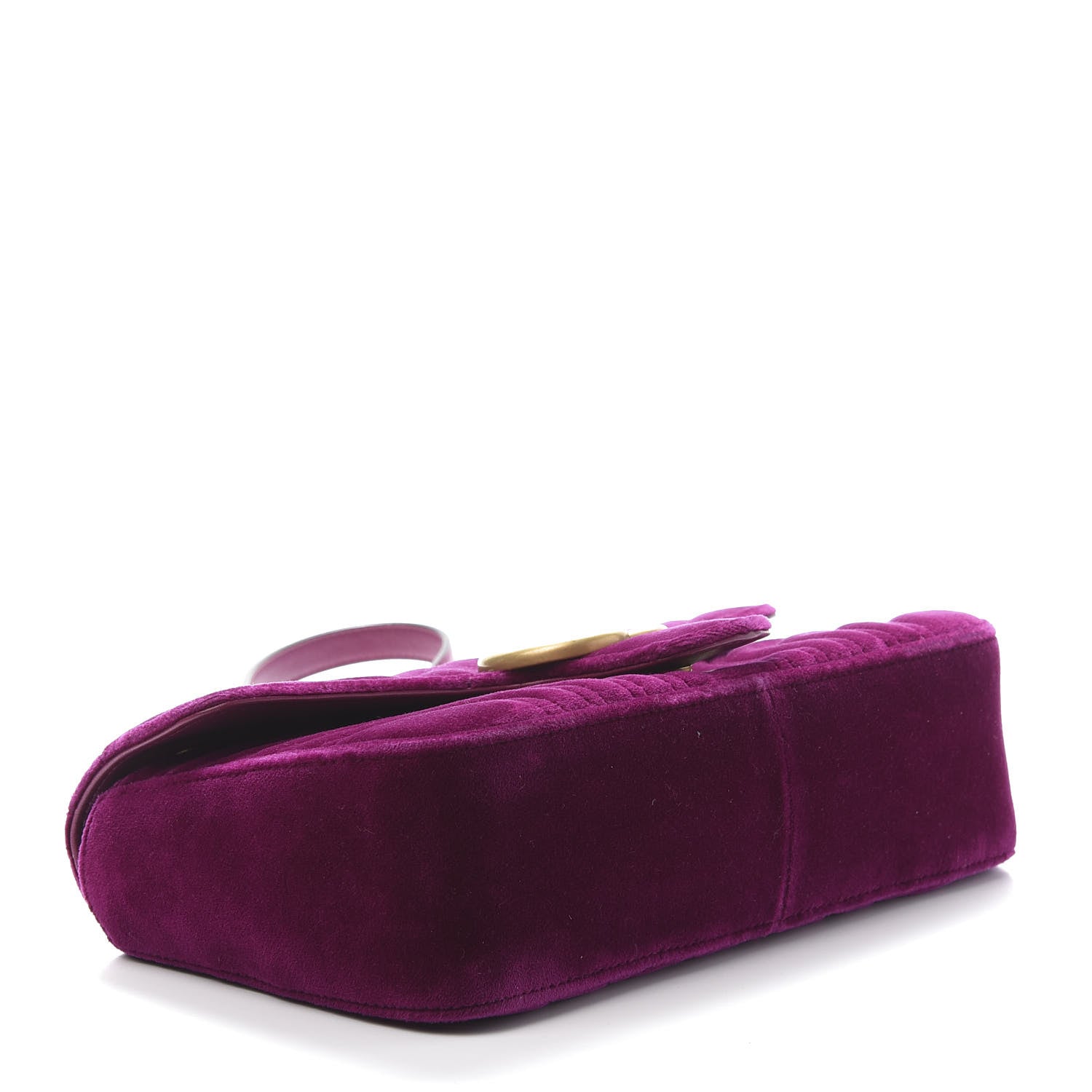 Gucci Velvet Matelasse Small GG Marmont Shoulder Bag Fuchsia Violet Cyclamen 4 of 13