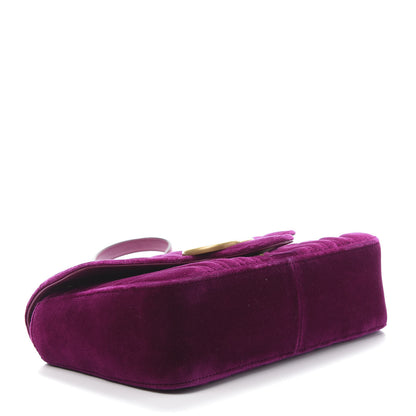 Gucci Velvet Matelasse Small GG Marmont Shoulder Bag Fuchsia Violet Cyclamen 4 of 13