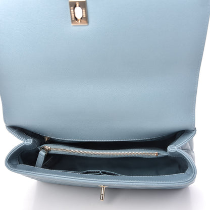Chanel Caviar Chevron Quilted Small Coco Handle Flap Light Blue 5 of 10