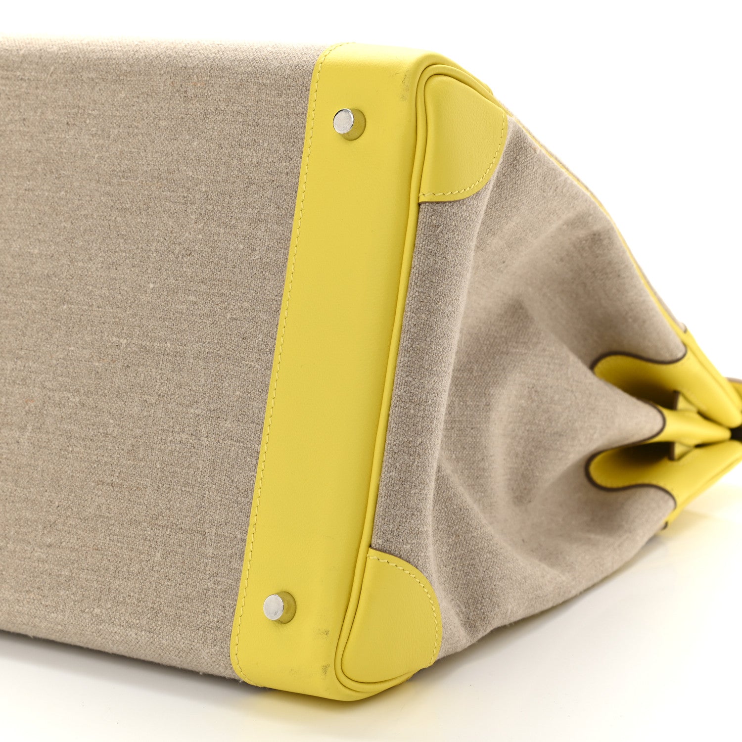 Hermes Toile De Camp Evercolor HAC Birkin 40 Ficelle Lime 10 of 11