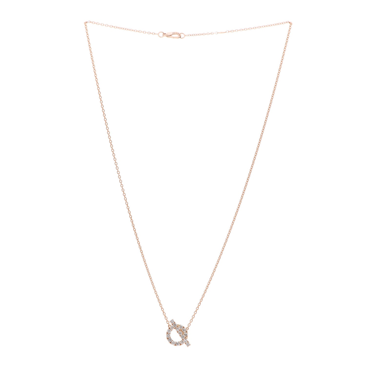 Hermes 18K Rose Gold Diamond Finesse Pendant Necklace 3 of 5