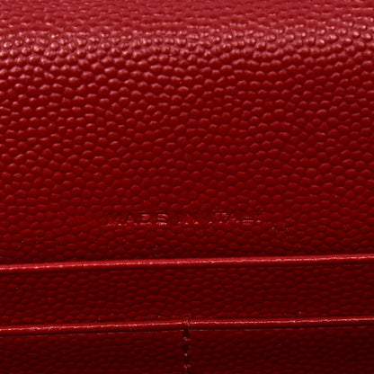 Saint Laurent Grain De Poudre Matelasse Chevron Monogram Envelope Chain Wallet New Red 7 of 13
