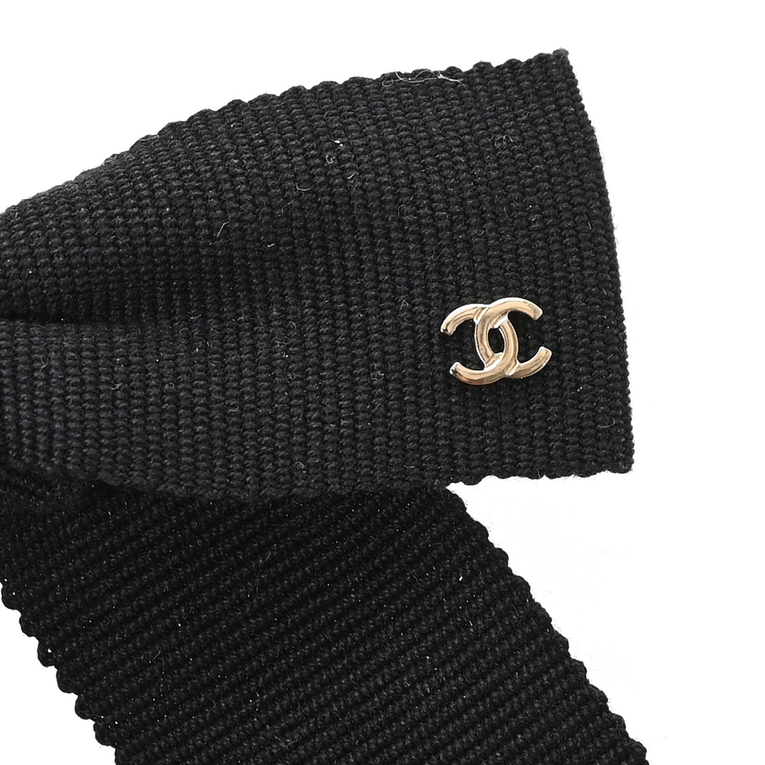 Chanel Grosgrain Bow CC Hair Clip Black 3 of 3