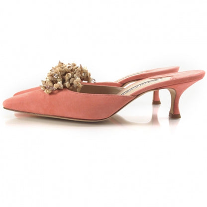 FASHIONPHILE MANOLOBLAHNIKSuedeSeashellCoralHeels38 2 of 8