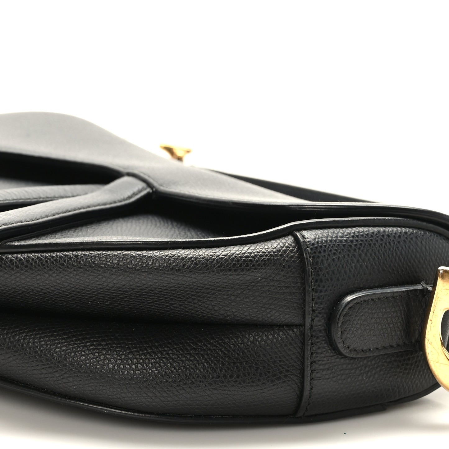 Grained Calfskin Saddle Bag Black