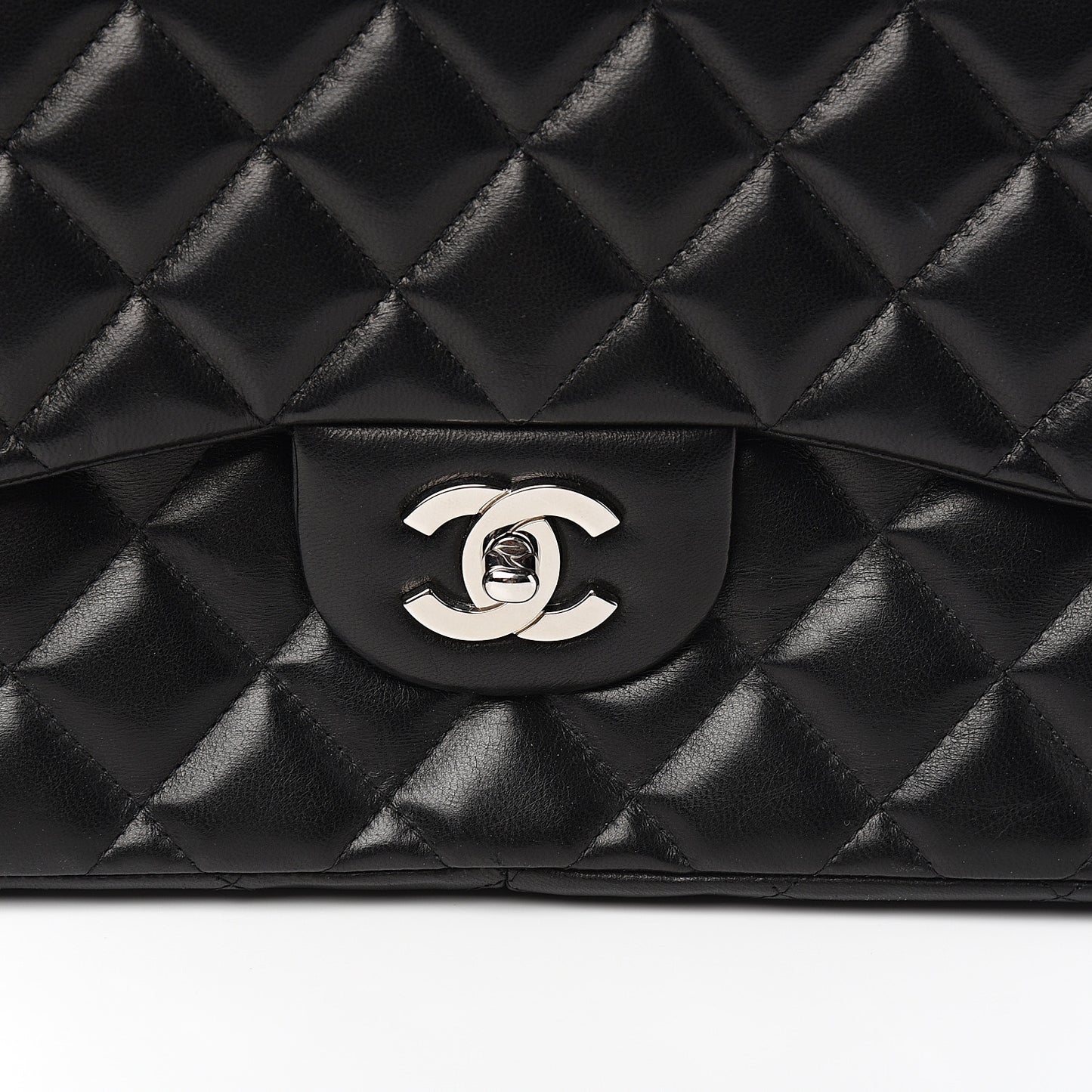 Lambskin Quilted Jumbo Single Flap Black